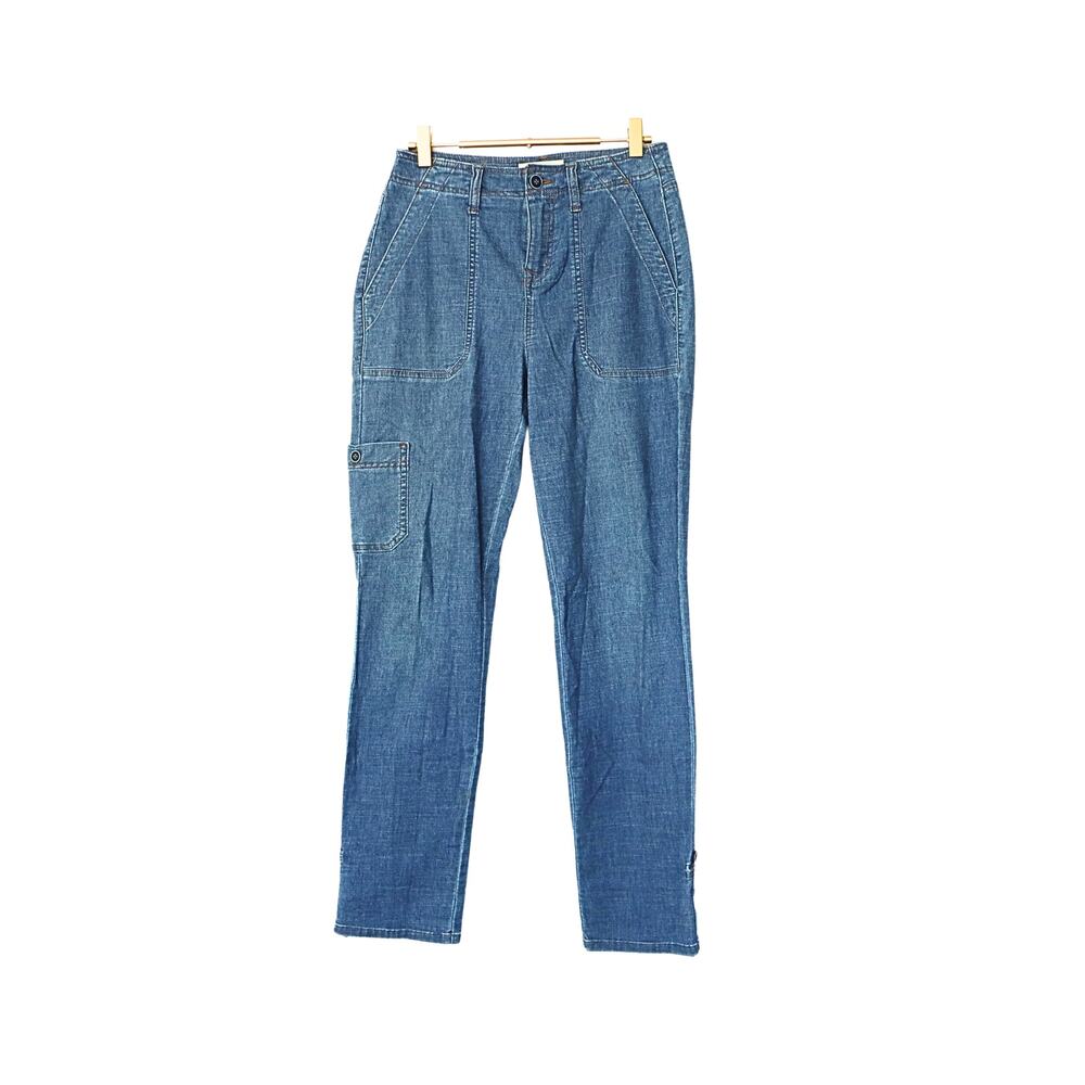 LEVEL99 Straight Leg High Rise Button Cuff Jeans - Medium Wash - 26